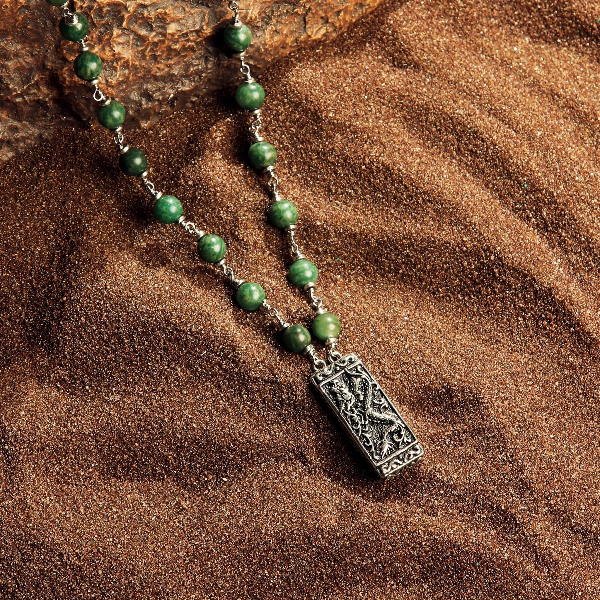 Mystical Power - Jade Stone Dragon Charm Necklace