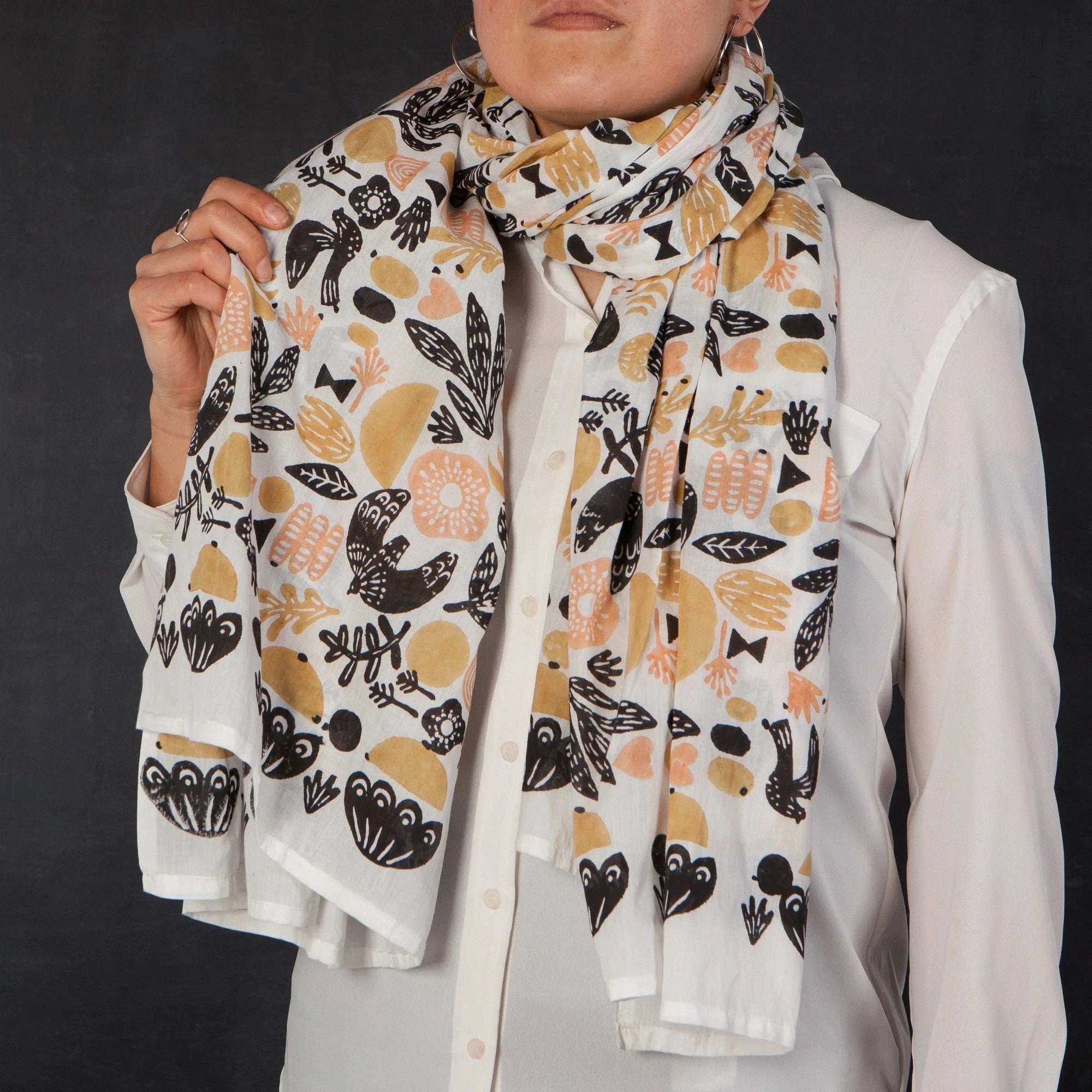 Myth Cotton Long Designer Scarf Tan | Wrap-around Shawl Scarves | 40” x 72” by The Bullish Store