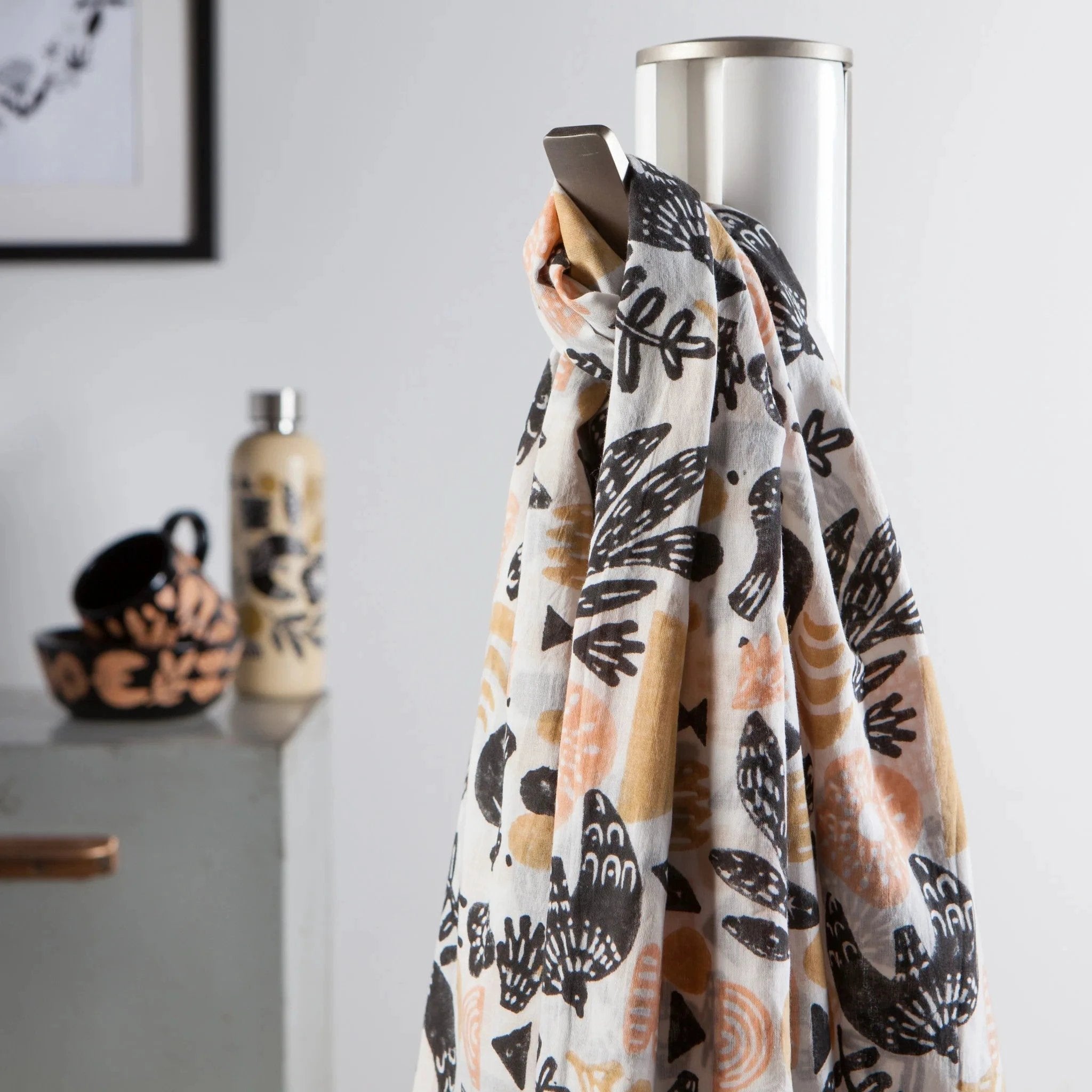 Myth Cotton Long Designer Scarf Tan | Wrap-around Shawl Scarves | 40” x 72” by The Bullish Store