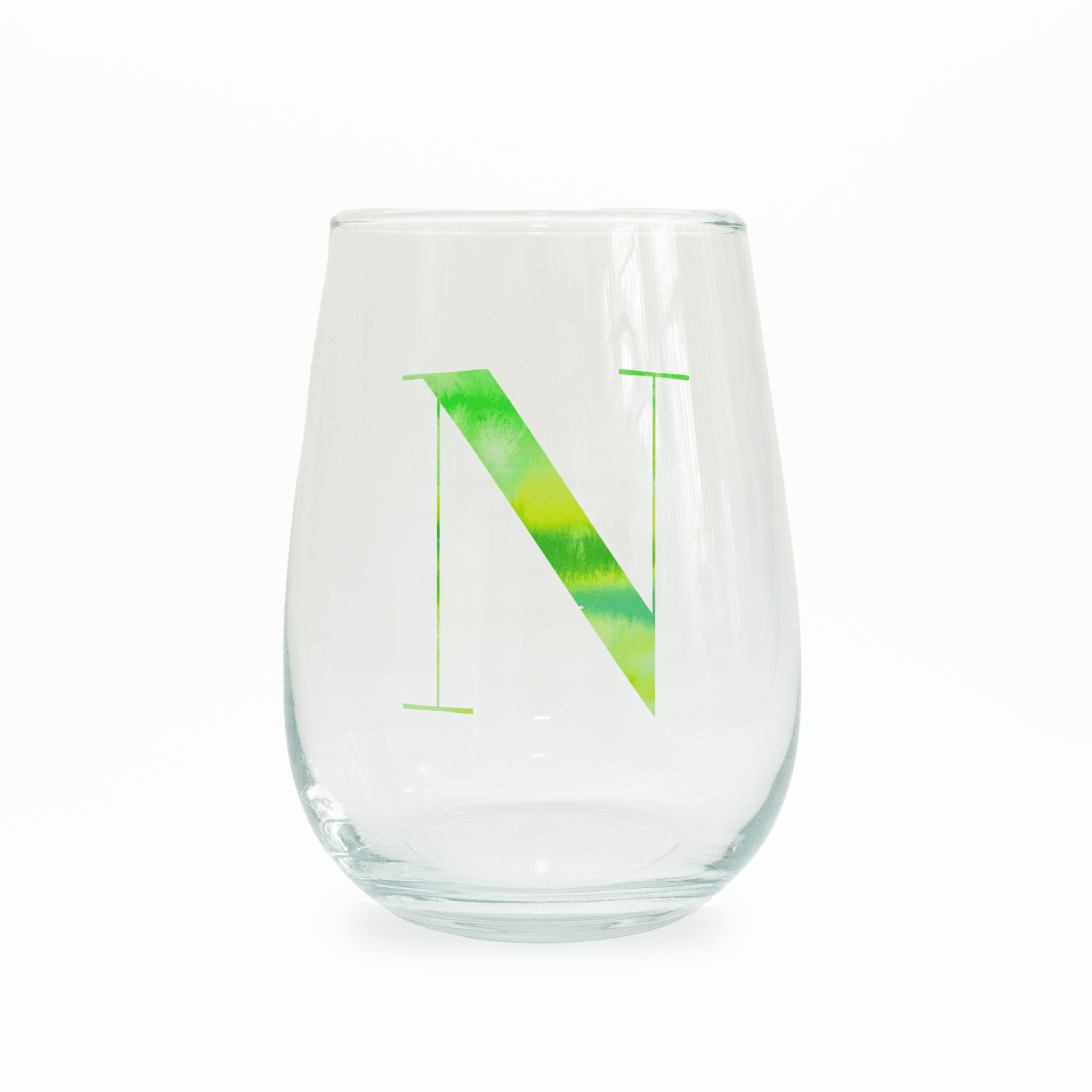 N Monogram Stemless Wine Glass Wine Glass La Vie Bien N Monogram Stemless Wine Glass
