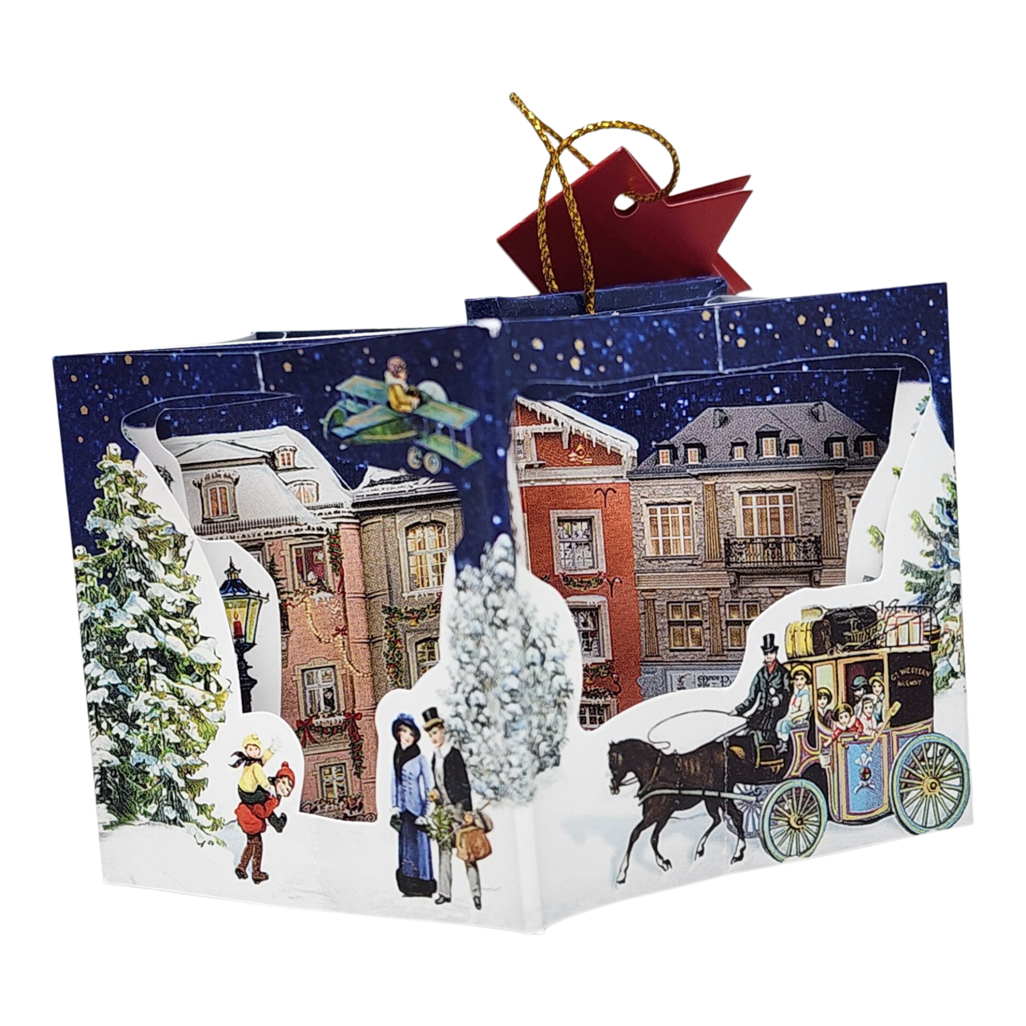 Popup Mini Book German Ornament - Frohes Weihnacht Cityscape