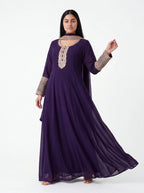 2125 - Dark purple long gown with dupatta