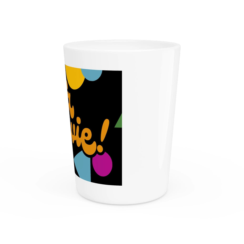Na zdrowie Shot Glass, Cheers Polish Phrase, Retro Colorful Confetti Design by Printify