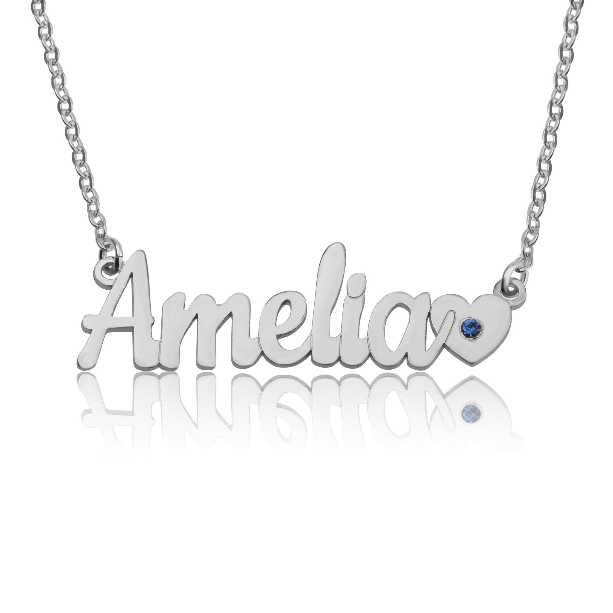 Name Necklace With Heart And Birthstone La Vie Bien Name Necklace With Heart And Birthstone