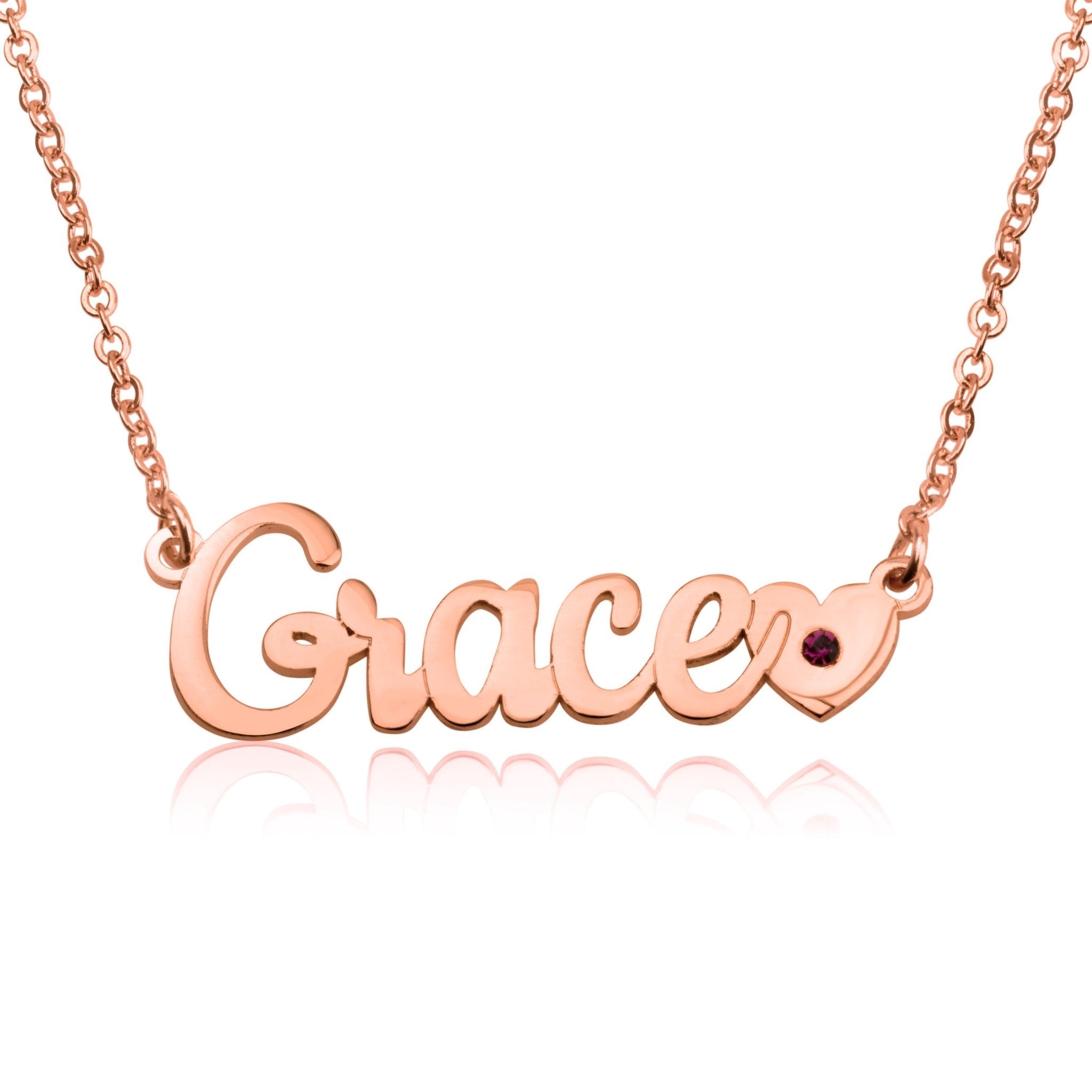 Name Necklace With Heart And Birthstone La Vie Bien Name Necklace With Heart And Birthstone