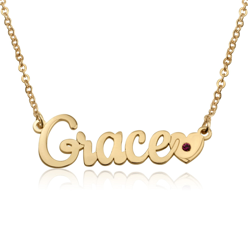 Name Necklace With Heart And Birthstone La Vie Bien Name Necklace With Heart And Birthstone