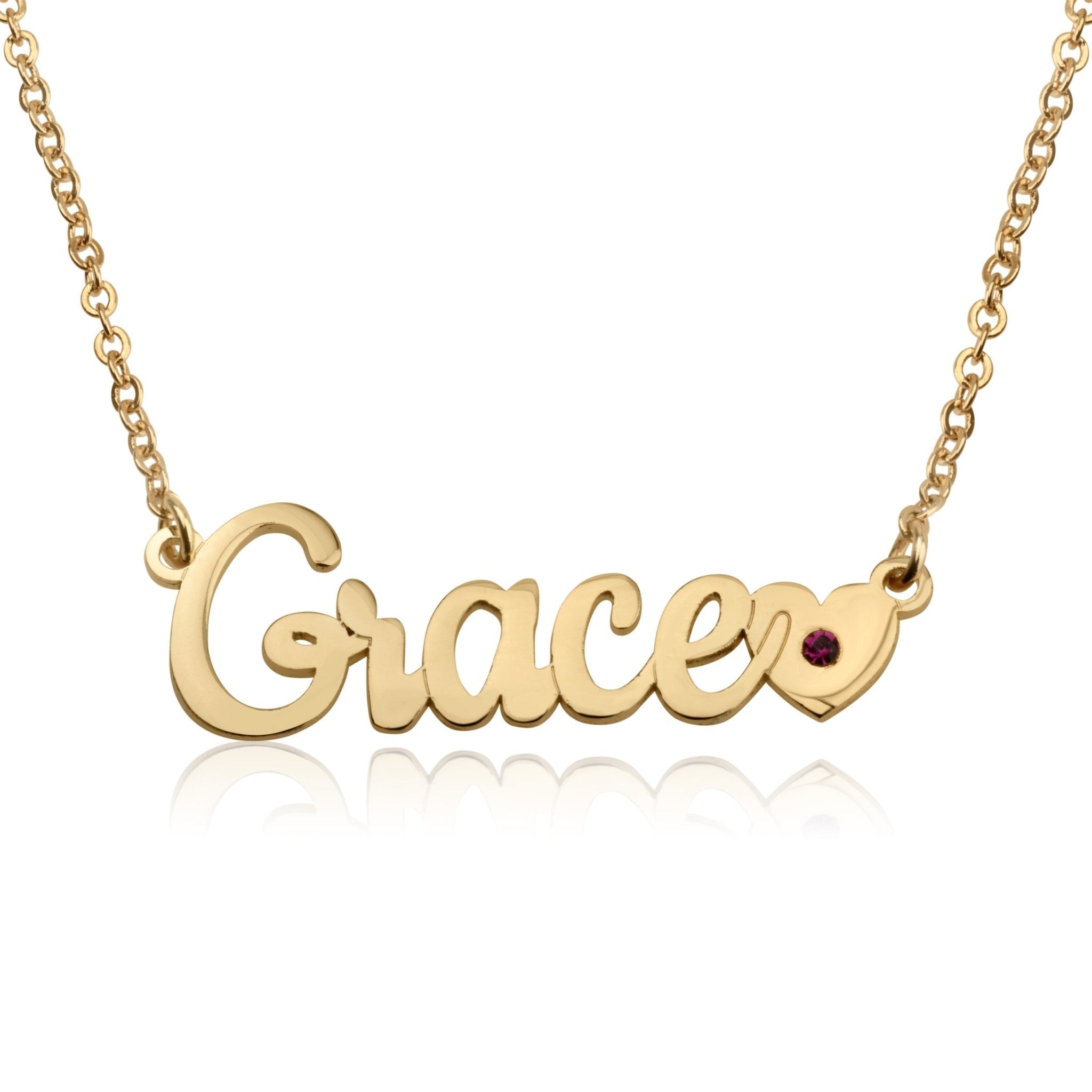 Name Necklace With Heart And Birthstone La Vie Bien Name Necklace With Heart And Birthstone