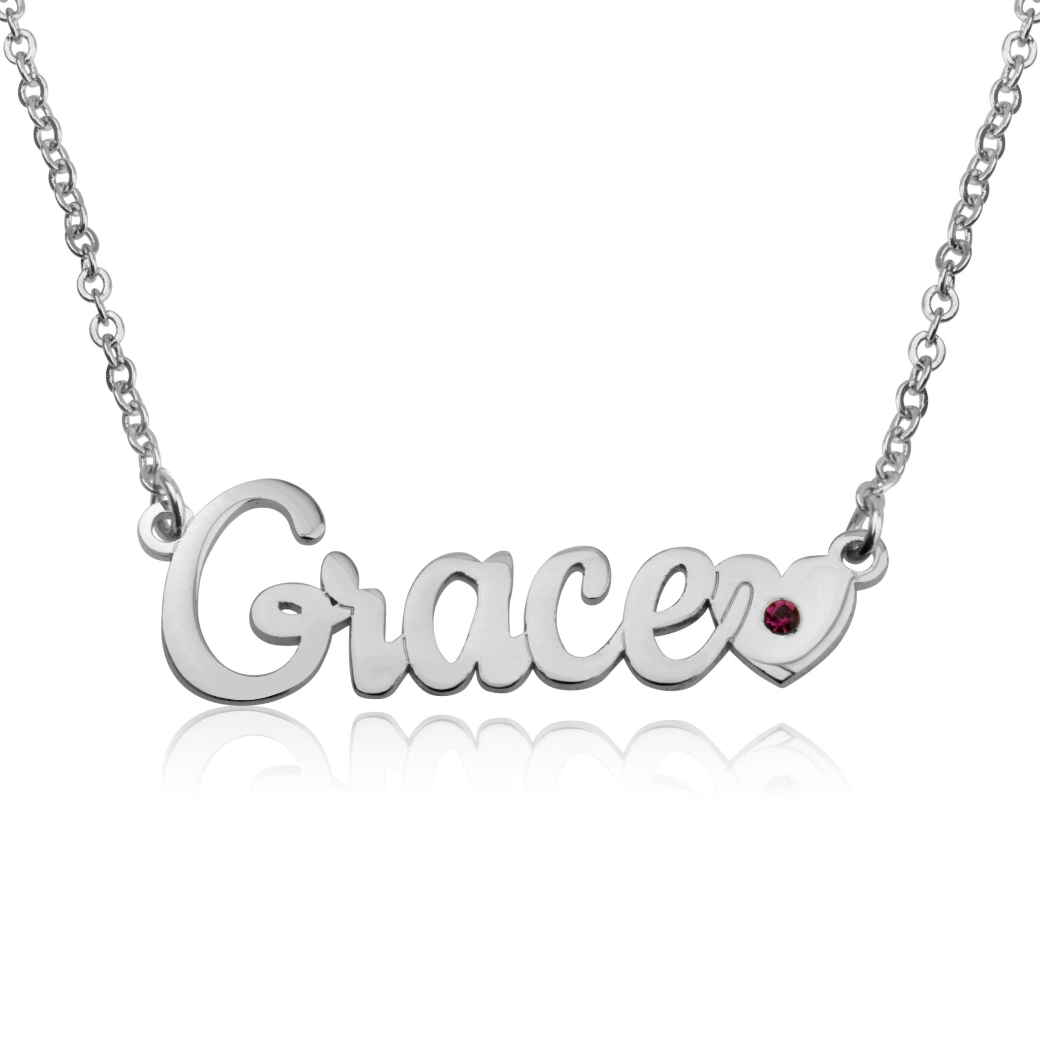 Nameplate Necklace With Heart And Birthstone La Vie Bien Nameplate Necklace With Heart And Birthstone