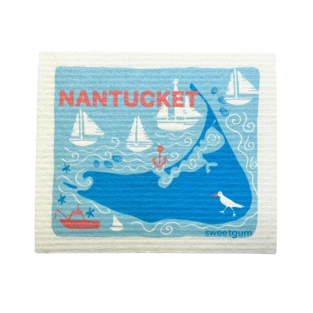Nantucket Swedish Dishcloth | Blue | Sweetgum Home Swedish Dishcloths La Vie Bien Nantucket Swedish Dishcloth | Blue | Sweetgum Home