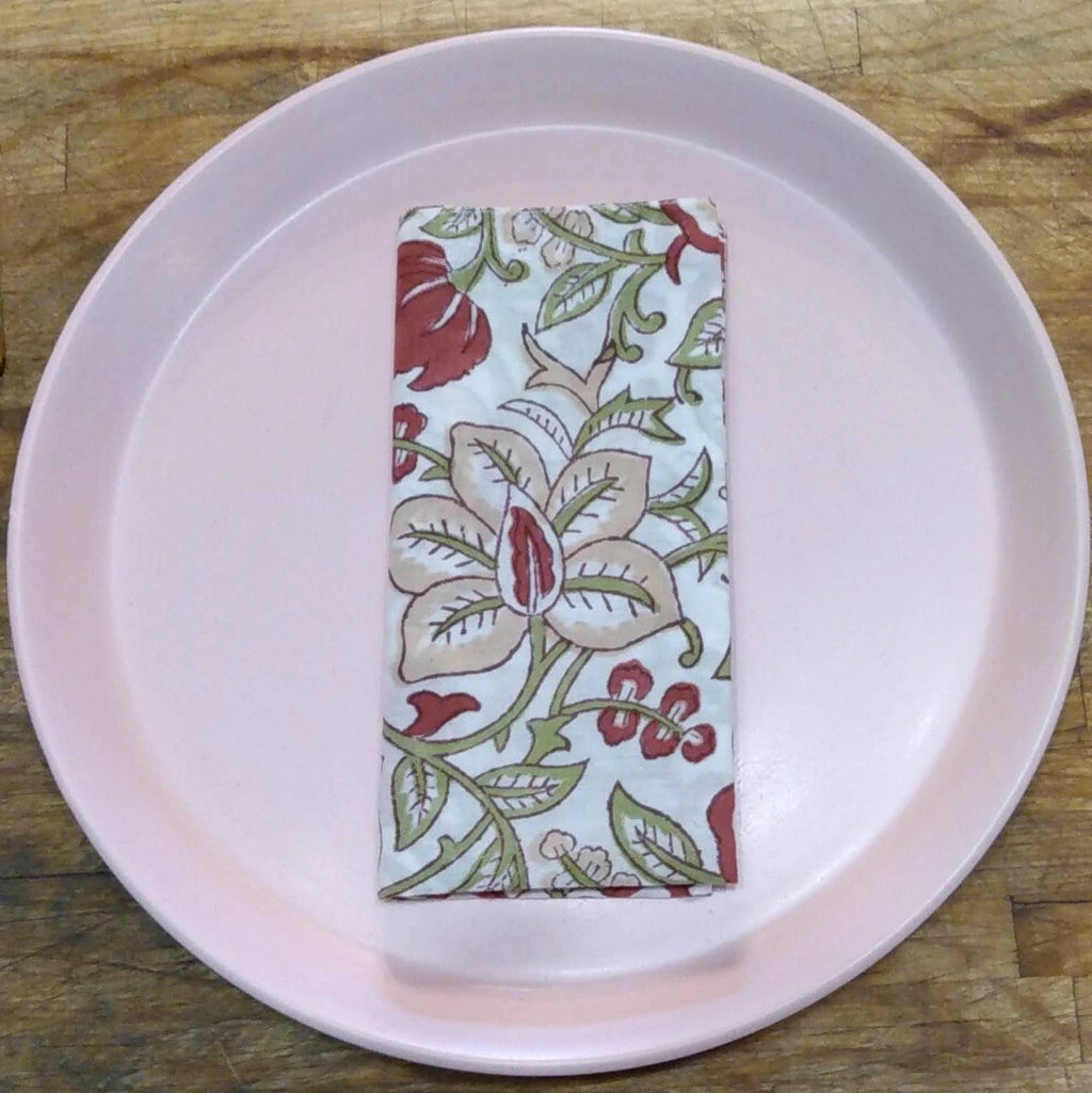 Napkin Set: Holiday Red & Green Floral by Dekko Trading