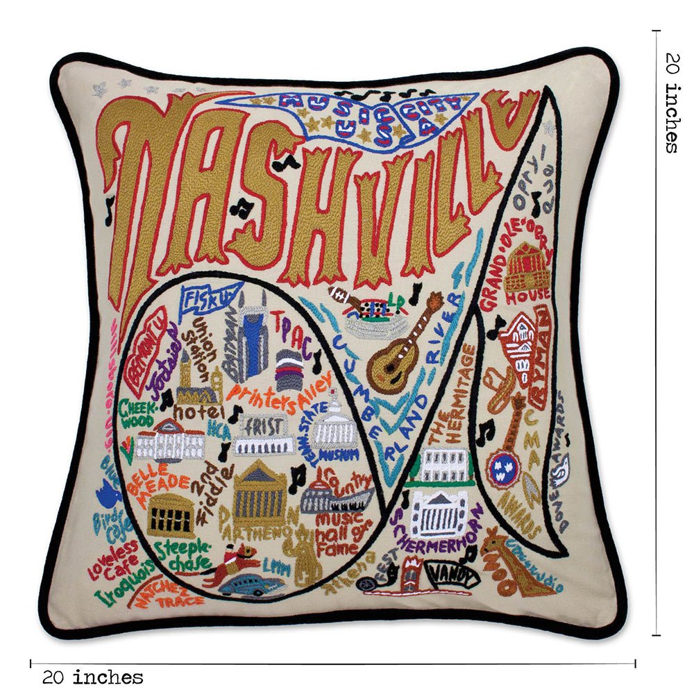 Nashville Hand - Embroidered Pillow Pillows La Vie Bien Nashville Hand - Embroidered Pillow