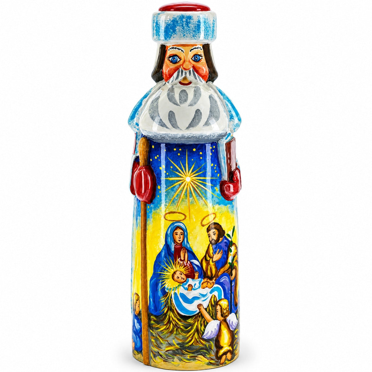 Nativity Newborn King Hand Carved Wooden Santa Figurine 7.25 Inches Christmas Decor > Carved Wooden Santa La Vie Bien Nativity Newborn King Hand Carved Wooden Santa Figurine 7.25 Inches
