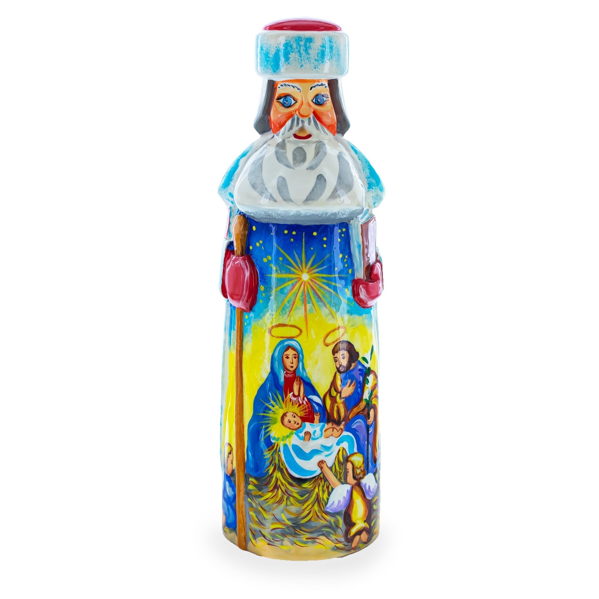 Nativity Newborn King Hand Carved Wooden Santa Figurine 7.25 Inches Christmas Decor > Carved Wooden Santa La Vie Bien Nativity Newborn King Hand Carved Wooden Santa Figurine 7.25 Inches