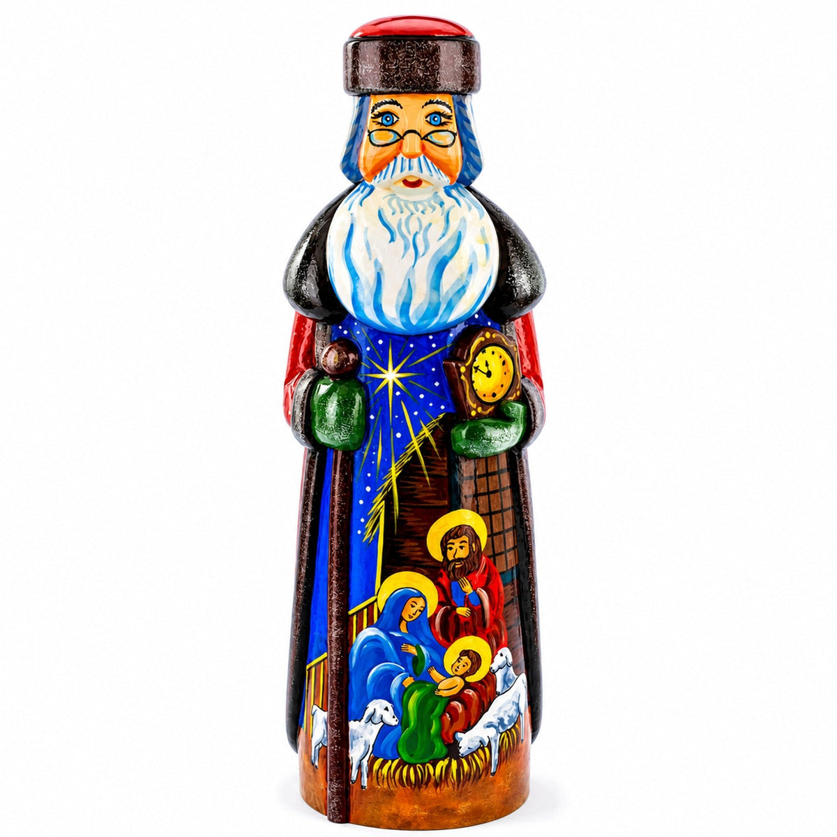 Nativity Scene Hand Carved Ukrainian Solid Wood Santa Figurine 11 Inches Christmas Decor > Carved Wooden Santa La Vie Bien Nativity Scene Hand Carved Ukrainian Solid Wood Santa Figurine 11 Inches