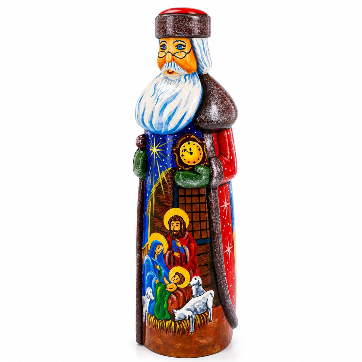 Nativity Scene Hand Carved Ukrainian Solid Wood Santa Figurine 11 Inches Christmas Decor > Carved Wooden Santa La Vie Bien Nativity Scene Hand Carved Ukrainian Solid Wood Santa Figurine 11 Inches
