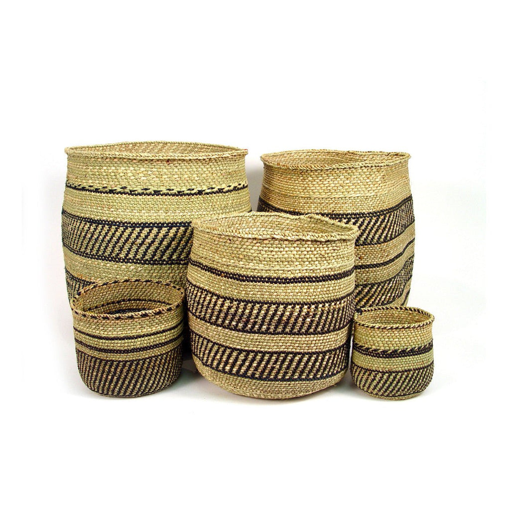 Natural African Iringa woven basket with Black Stripe La Vie Bien Natural African Iringa woven basket with Black Stripe