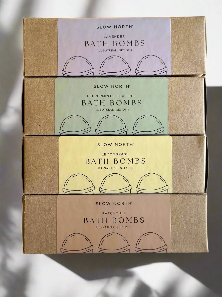 Natural Bath Bomb Set - Peppermint + Tea Tree (Set of 3) by Slow North