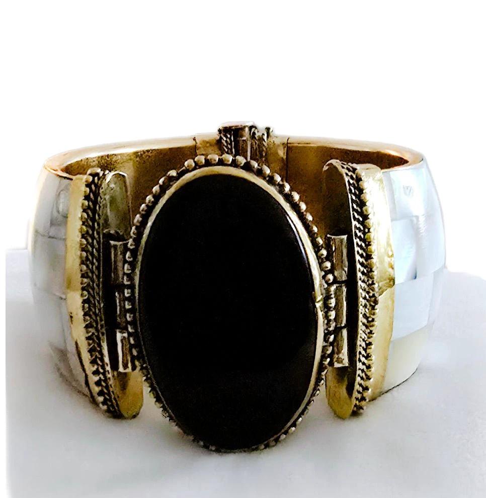 Natural Black Agate Shell Bangles by L.Signature Collection by L.Styles