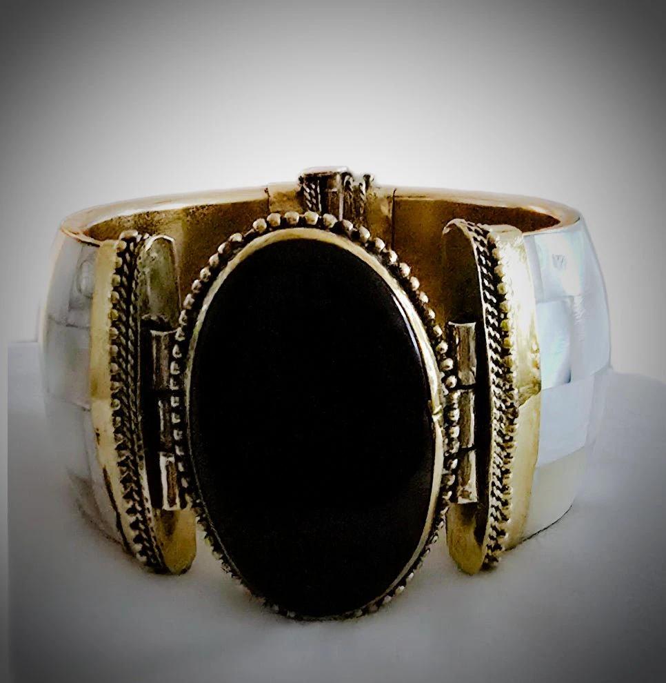 Natural Black Agate Shell Bangles by L.Signature Collection by L.Styles