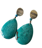 Natural Blue Pear Shaped Turquoise Earrings