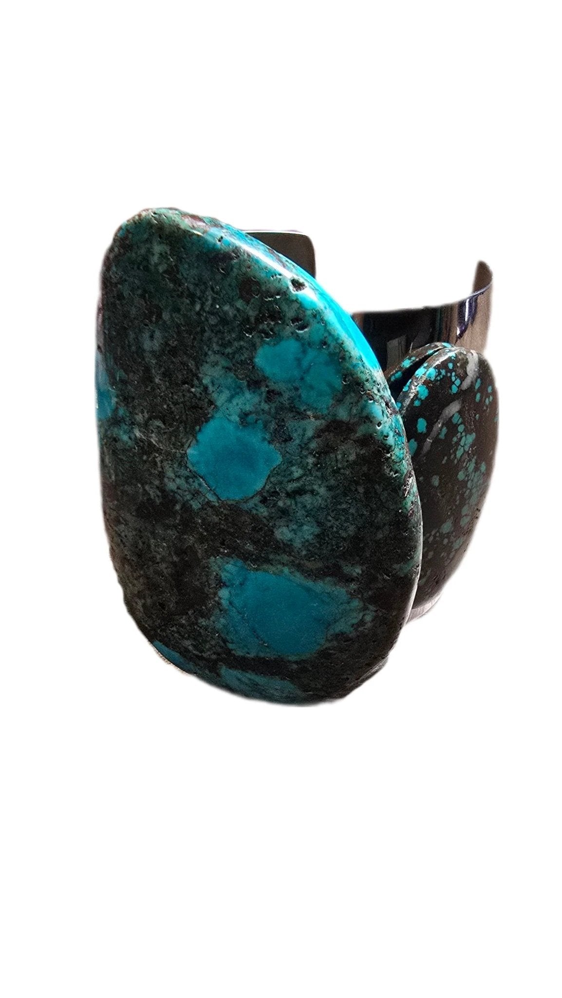 Natural Blue Turquoise and Silver Cuff Bangle by L.Signature Collection by L.Styles