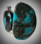 Natural Blue Turquoise and Silver Cuff Bangle