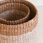 Natural + Brown Tabletop Bins Set of 2 - Wicker Baskets | LIKHÂ by LIKHÂ