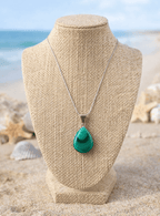 Natural Malachite Teardrop Pendant – Sterling Silver Coastal Statement Jewelry Necklace La Vie Bien Natural Malachite Teardrop Pendant – Sterling Silver Coastal Statement Jewelry