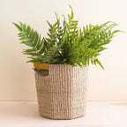 Natural Octagon Basket with Mustard Handle - Handwoven Bin | LIKHÂ by LIKHÂ