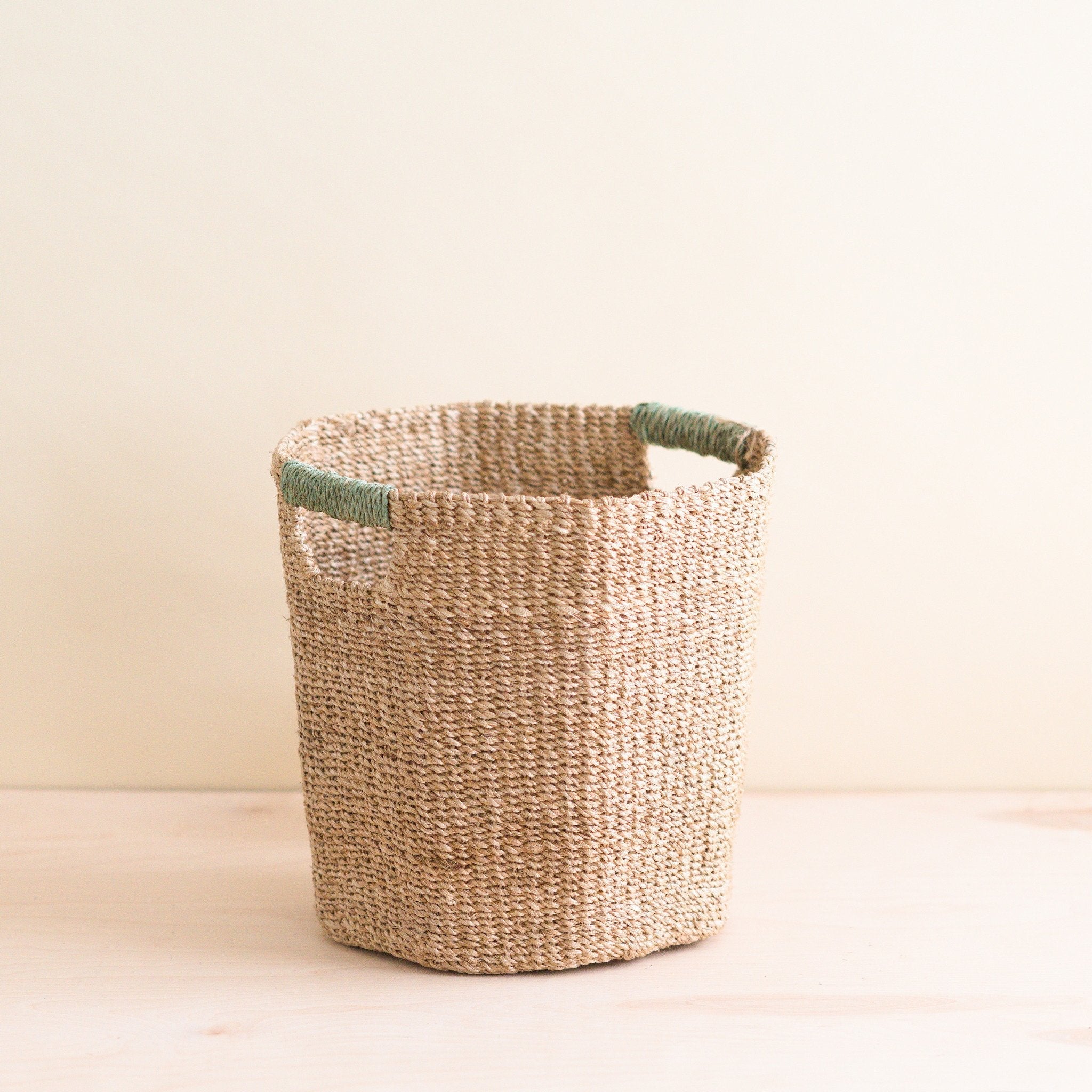 Natural Octagon Basket with Sage Handle - Octagon Basket | LIKHÂ by LIKHÂ
