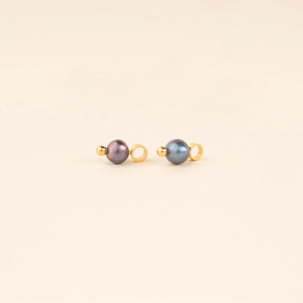 Natural Pearl Huggie Hoop Charms by Oh Clementine