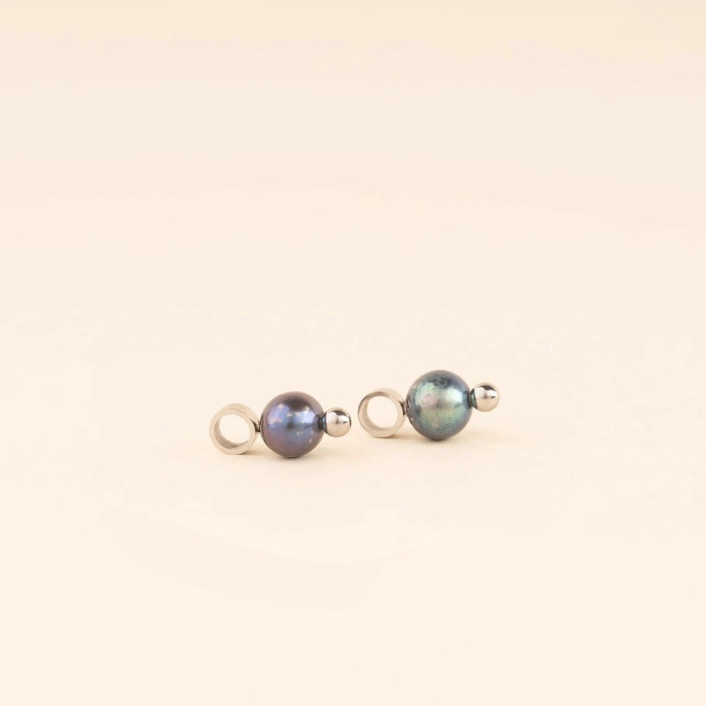 Natural Pearl Huggie Hoop Charms by Oh Clementine
