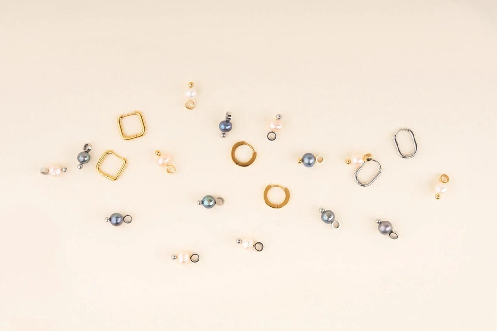 Natural Pearl Huggie Hoop Charms by Oh Clementine