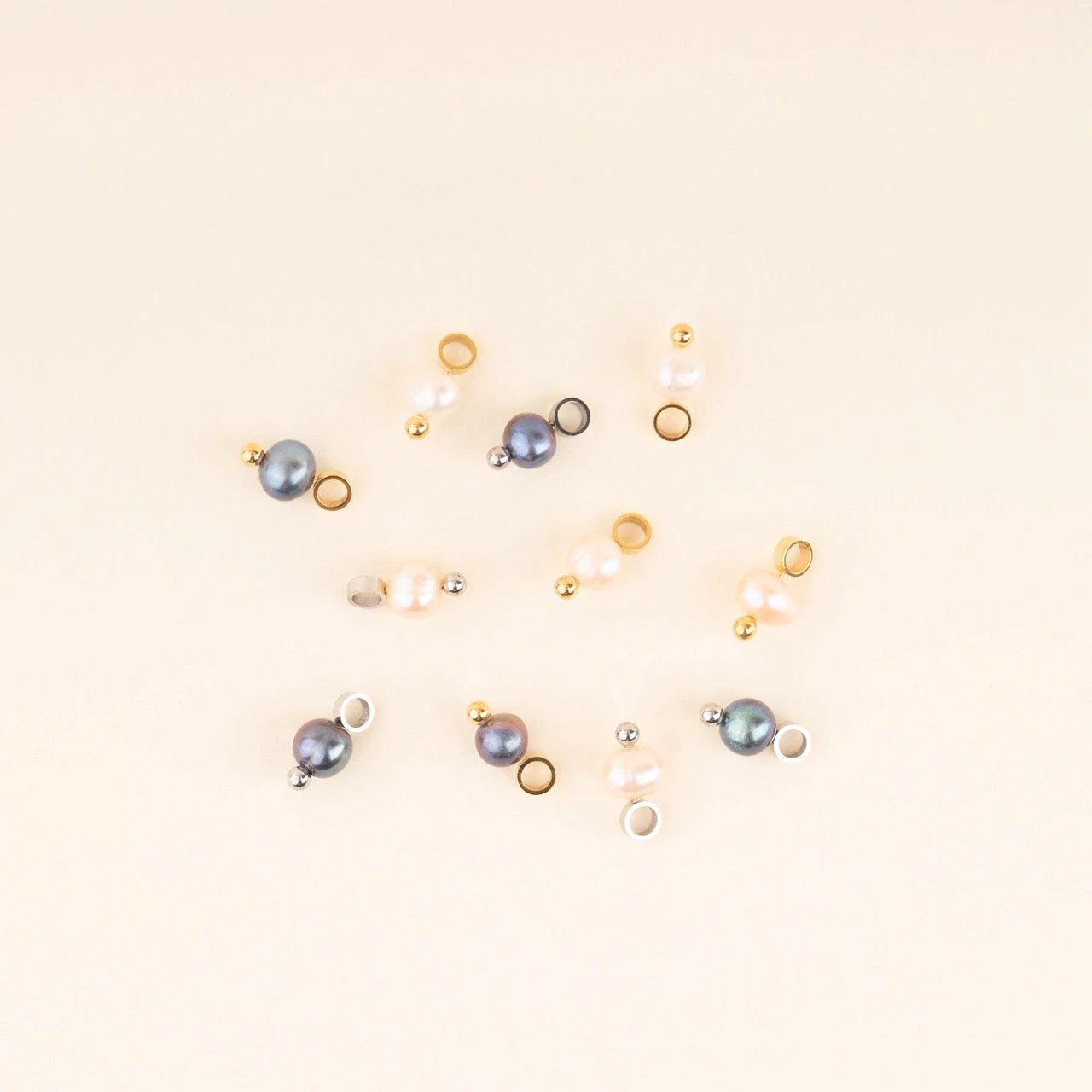 Natural Pearl Huggie Hoop Charms by Oh Clementine