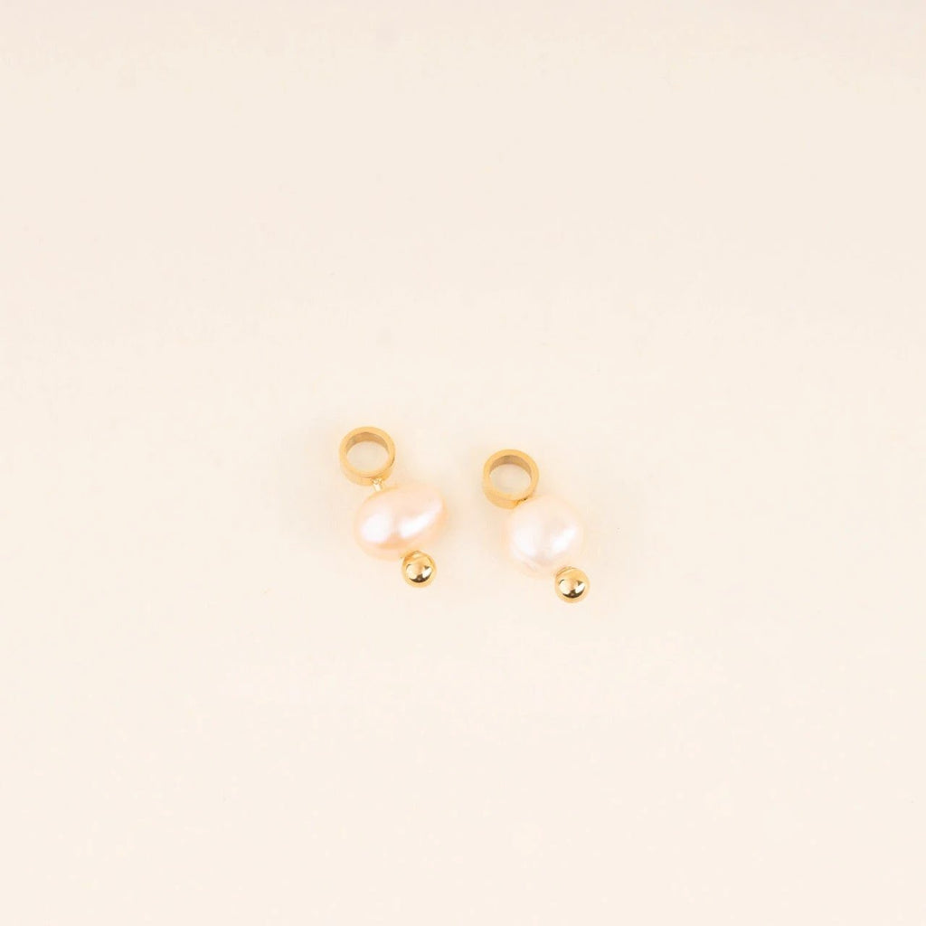 Natural Pearl Huggie Hoop Charms by Oh Clementine