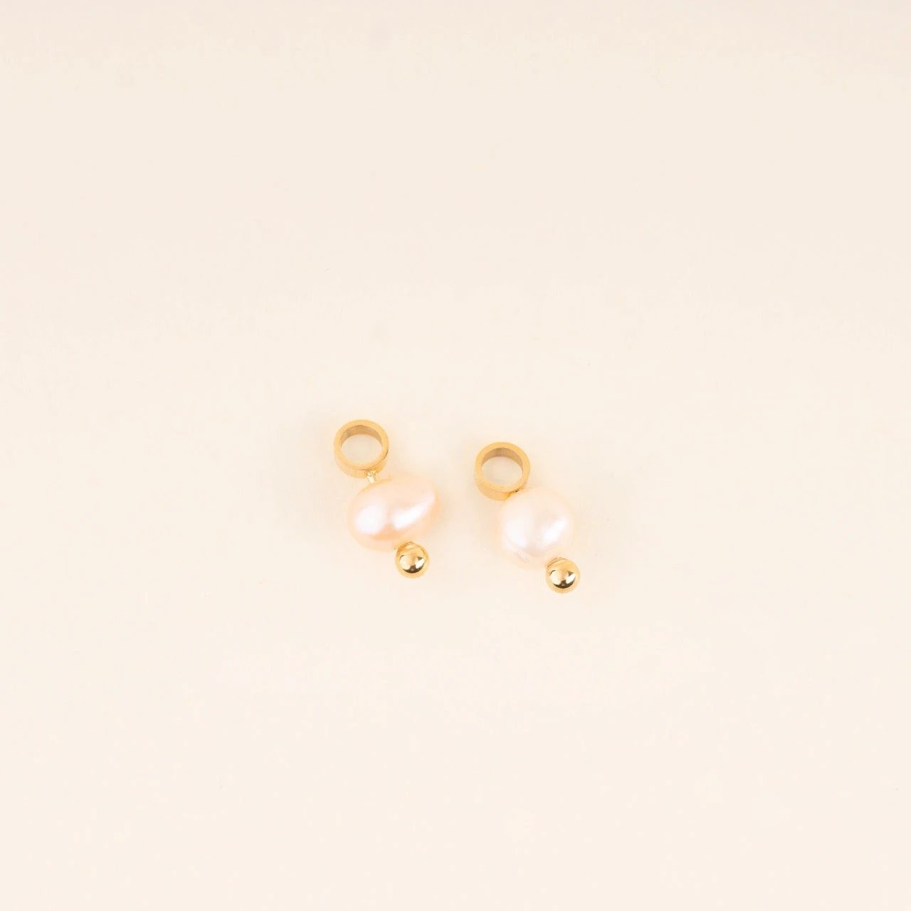 Natural Pearl Huggie Hoop Charms by Oh Clementine