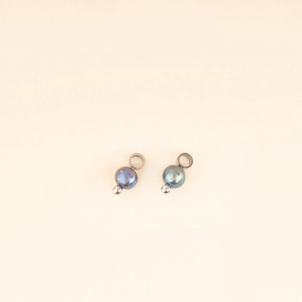 Natural Pearl Huggie Hoop Charms by Oh Clementine