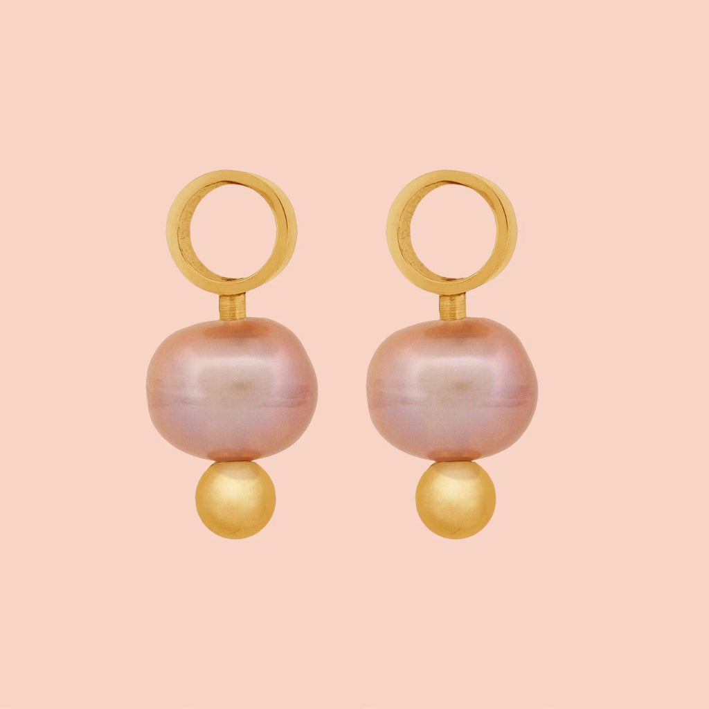 Natural Pearl Huggie Hoop Charms by Oh Clementine