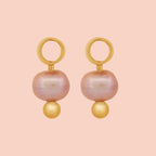 Natural Pearl Huggie Hoop Charms by Oh Clementine