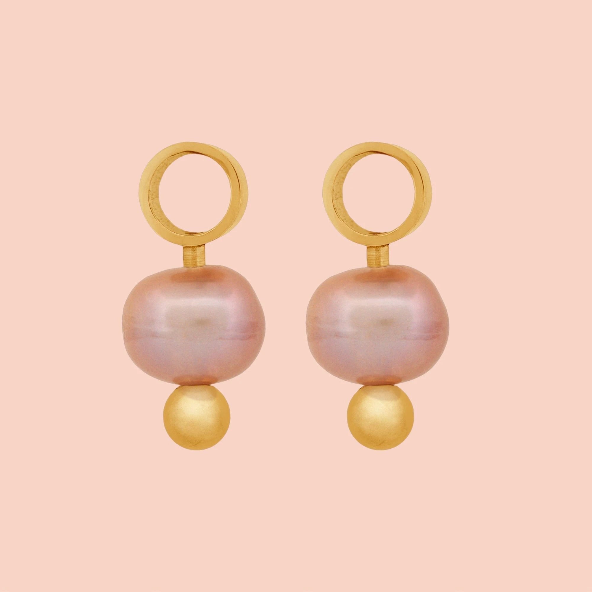 Natural Pearl Huggie Hoop Charms by Oh Clementine
