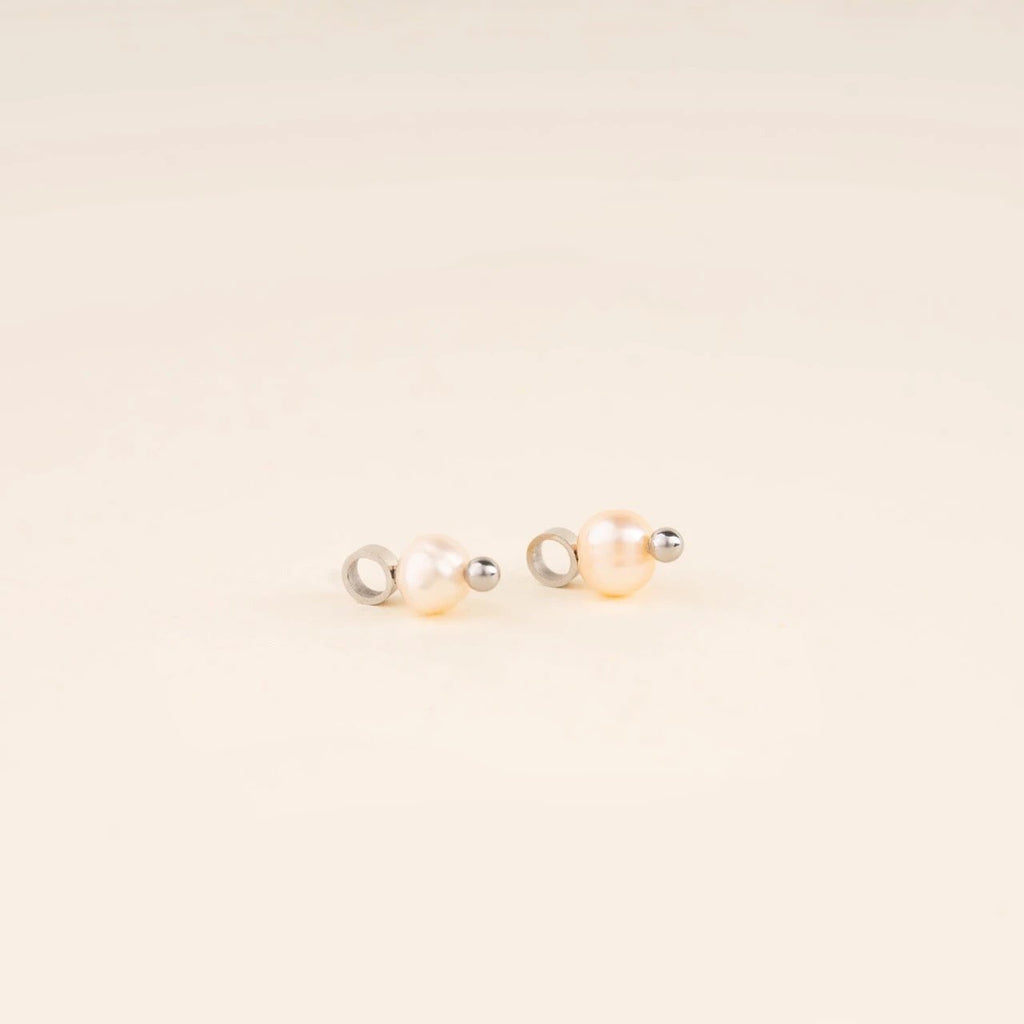 Natural Pearl Huggie Hoop Charms by Oh Clementine