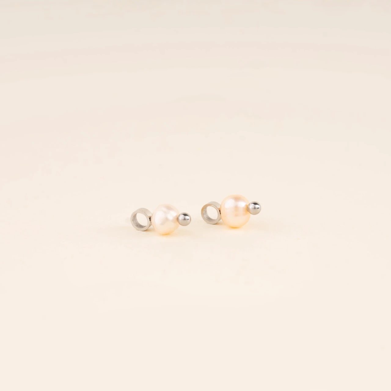 Natural Pearl Huggie Hoop Charms by Oh Clementine