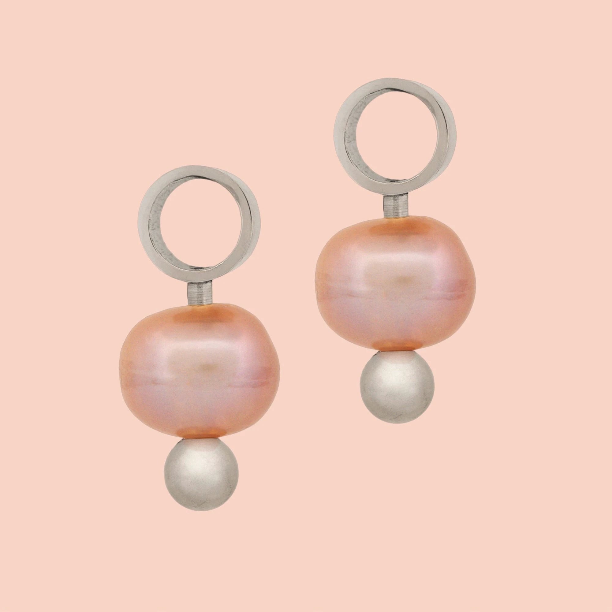 Natural Pearl Huggie Hoop Charms by Oh Clementine