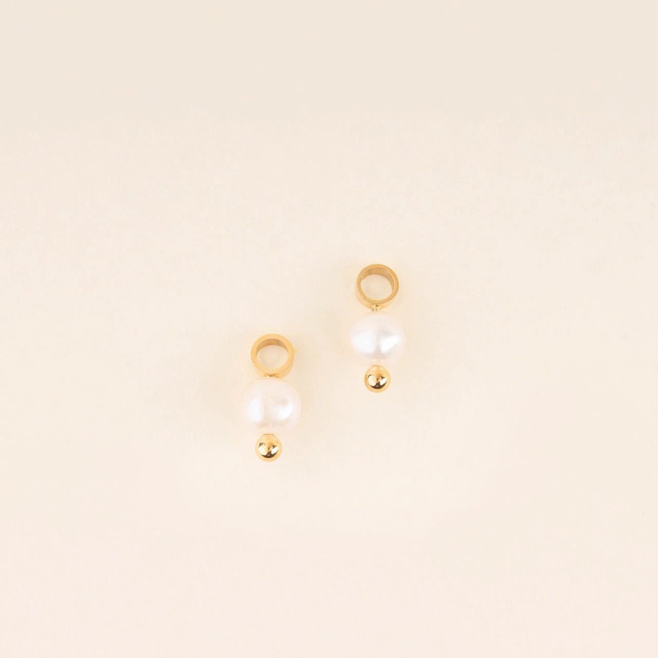 Natural Pearl Huggie Hoop Charms by Oh Clementine