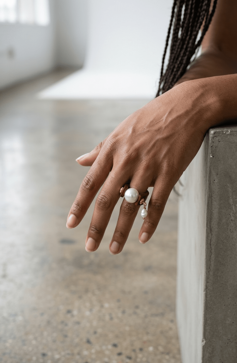 Natural Round Pearl Ring Ring La Vie Bien Natural Round Pearl Ring