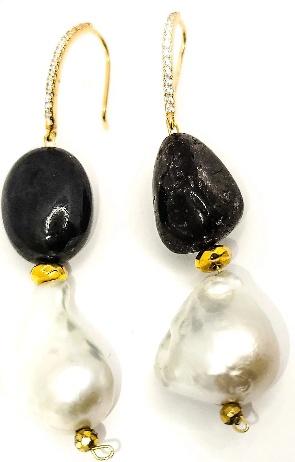 Natural Sapphire and Pearl Drop Earrings