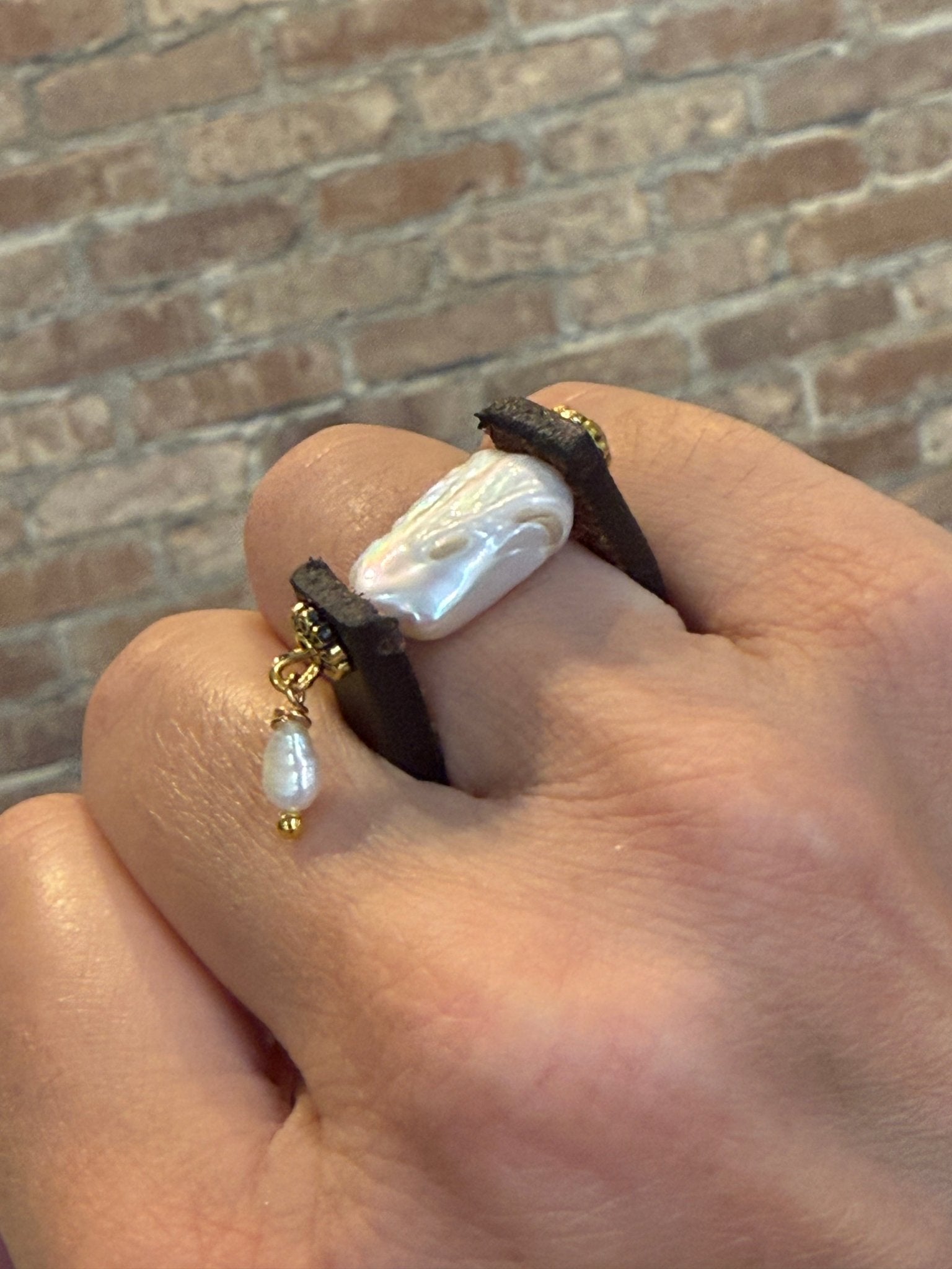 Natural Square Pearl Ring Ring La Vie Bien Natural Square Pearl Ring