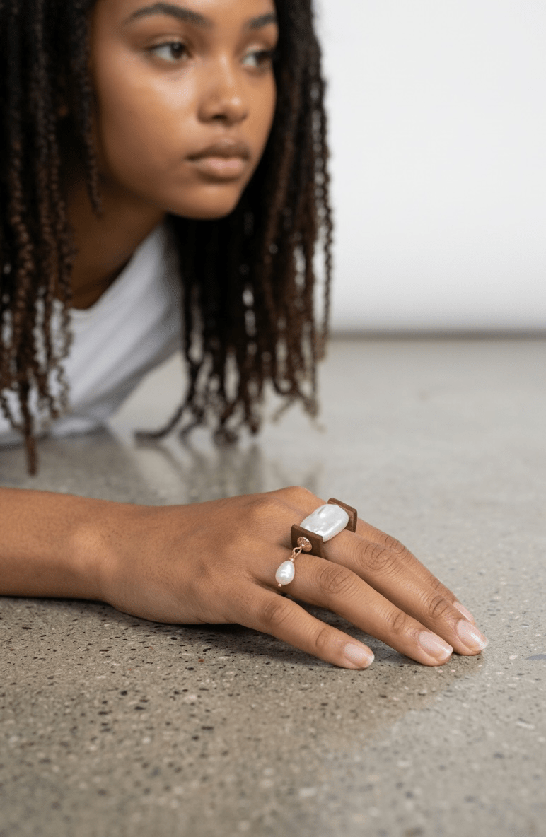 Natural Square Pearl Ring Ring La Vie Bien Natural Square Pearl Ring