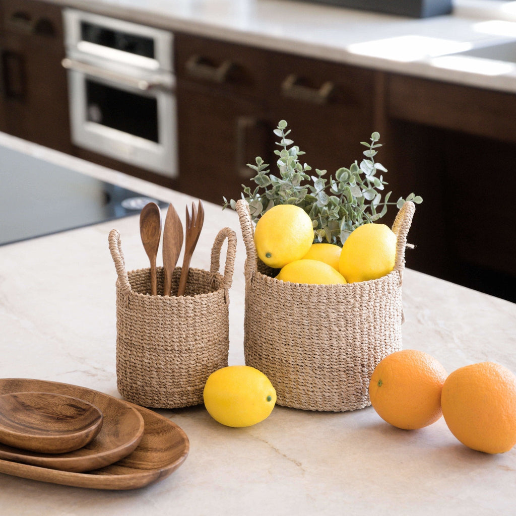 Natural Tabletop Mini Basket with Handle Set of 2 - Weave Baskets | LIKHÂ Baskets La Vie Bien Natural Tabletop Mini Basket with Handle Set of 2 - Weave Baskets | LIKHÂ