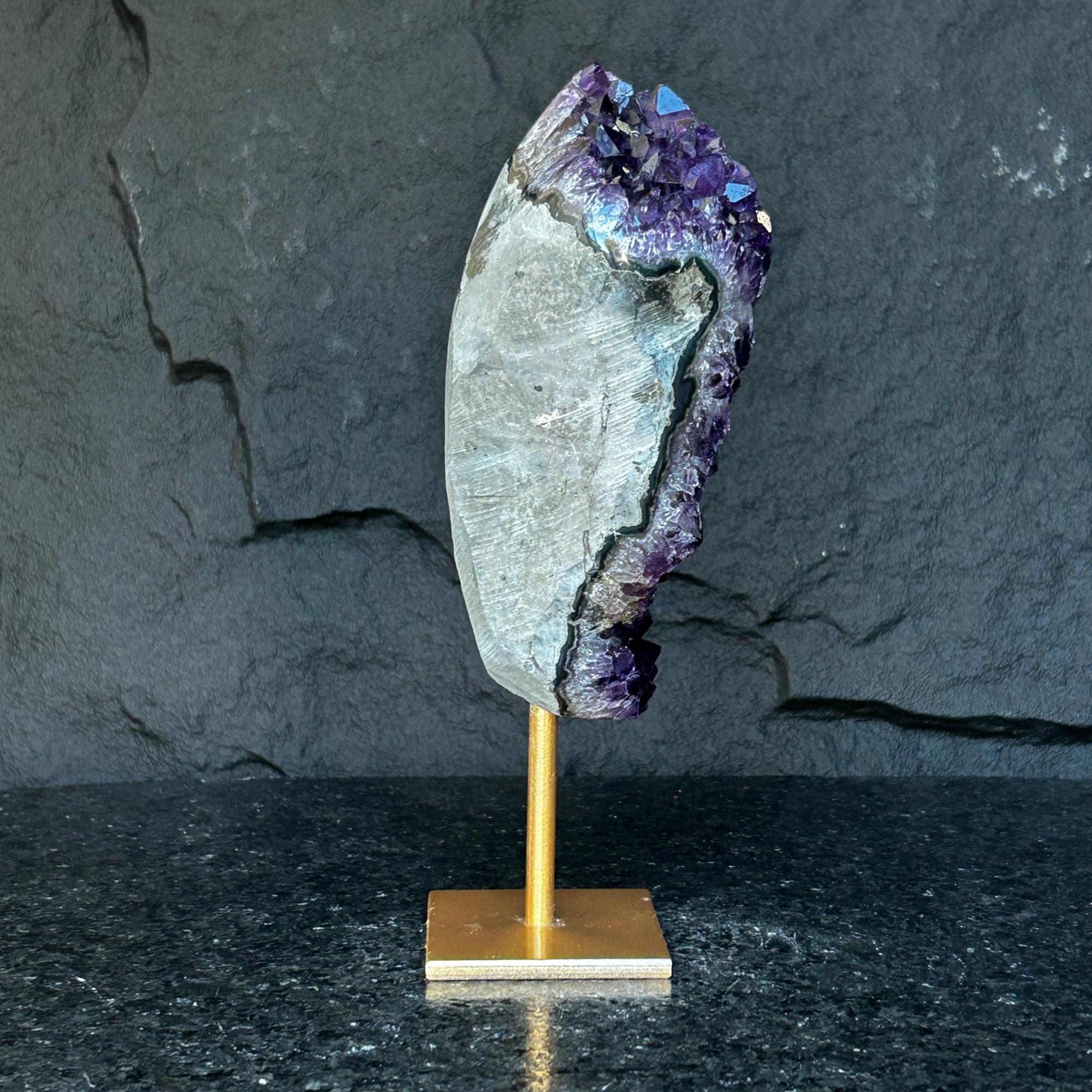 Natural Uruguayan Amethyst Cave on Metal Stand: Rare Home Decor Amethyst Geodes La Vie Bien Natural Uruguayan Amethyst Cave on Metal Stand: Rare Home Decor